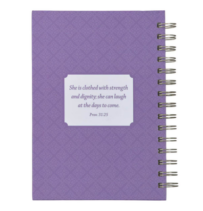 Strength and Dignity Purple Hummingbird Large Wirebound Journal - Proverbs 31:25