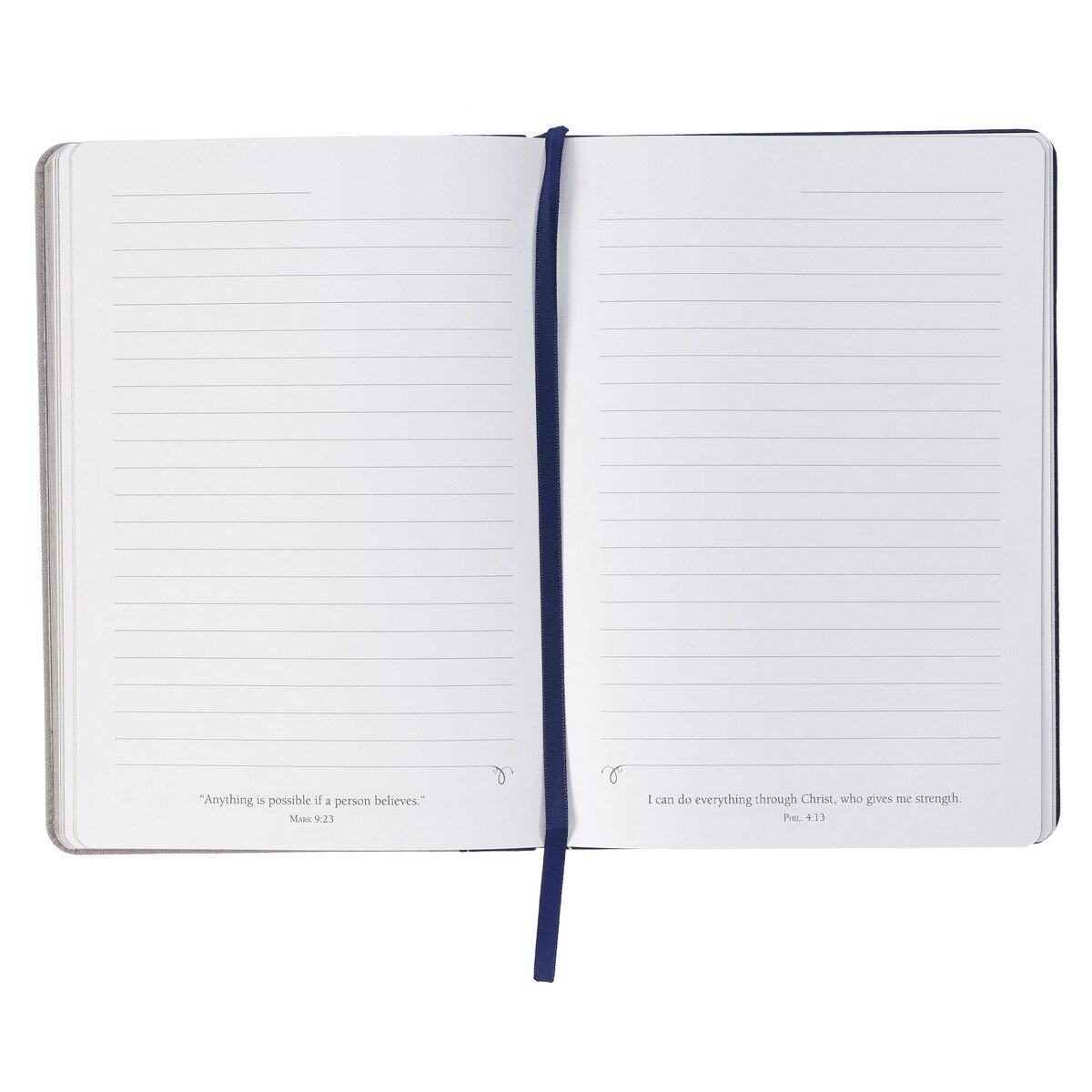 Walk By Faith Navy and Gray Classic Journal with Elastic Closure and Pen Holder - 2 Corinthians 5:7