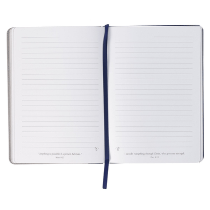 Walk By Faith Navy and Gray Classic Journal with Elastic Closure and Pen Holder - 2 Corinthians 5:7