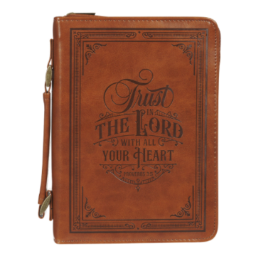 Trust in the Lord Honey-brown Faux Leather Classic Bible Cover - Proverbs 3:5