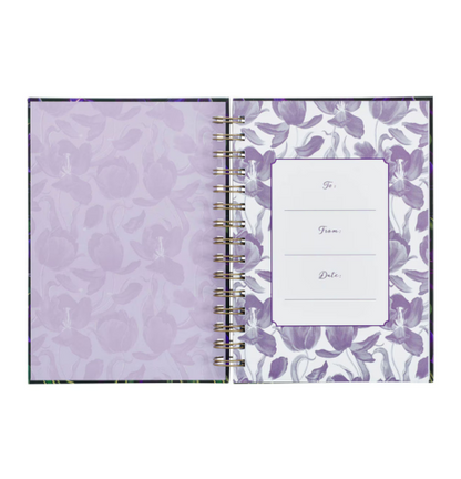 Blessed is She Purple Tulip Large Wirebound Journal - Luke 1:45