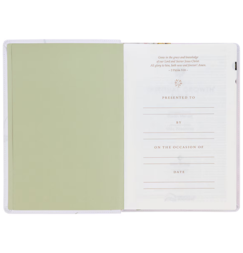 Cream-Colored Floral Faux Leather Spiritual Growth Bible