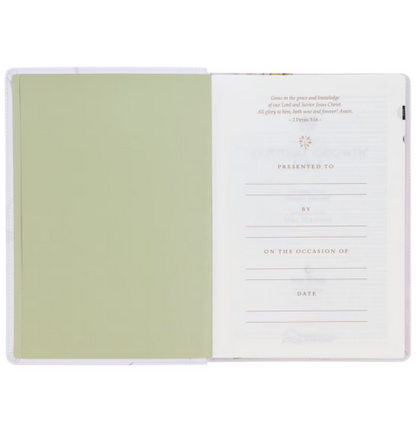 Cream-Colored Floral Faux Leather Spiritual Growth Bible