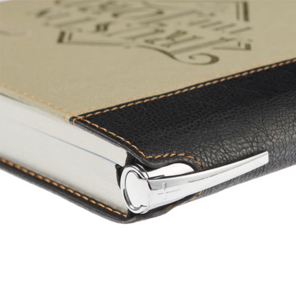 Trust in the Lord Black and Sand Faux Leather Classic Journal with Pen Holder - Proverbs 3:5