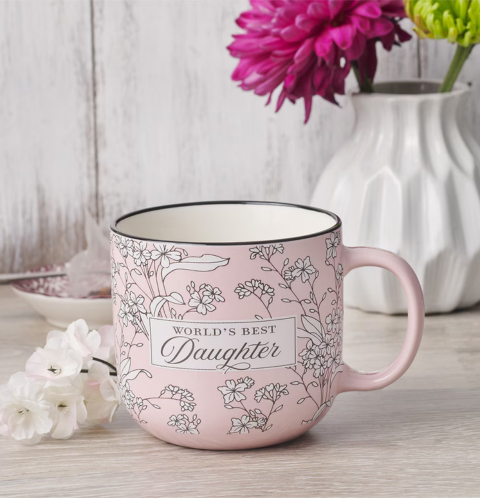 World's Best Daughter Pink Ceramic Coffee Mug - Isaiah 58:11