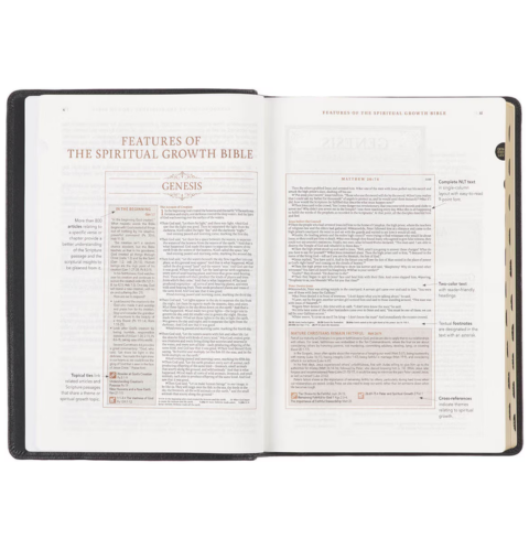 Black Full Grain Leather Spiritual Growth Bible