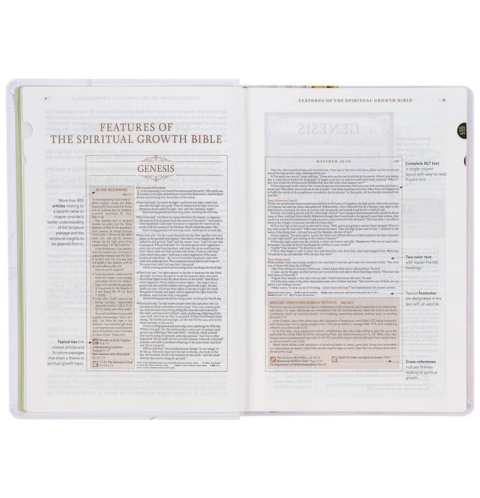 Cream-Colored Floral Faux Leather Spiritual Growth Bible