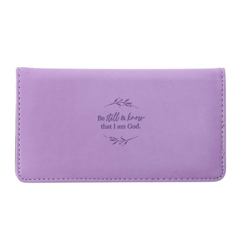 Be Still and Know Lilac Purple Faux Leather Checkbook Wallet - Psalm 46:10