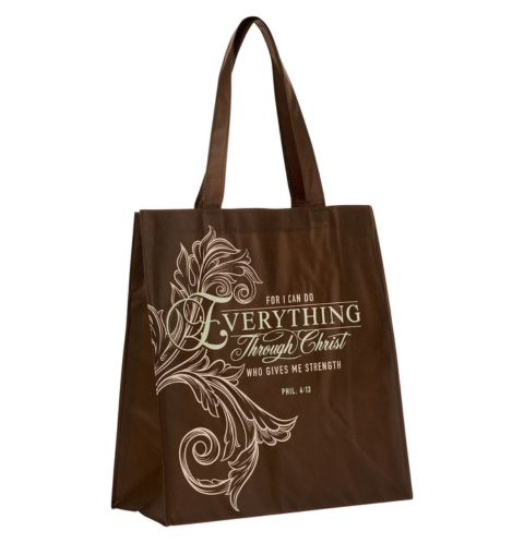 Everything Through Christ Fluted Iris Shopping Tote Bag - Philippians 4:13