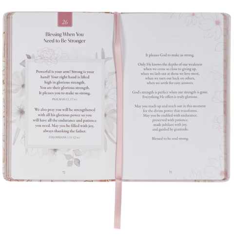 52 Prayers of Blessing for Women White Floral Faux Leather Prayer Book