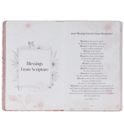 52 Prayers of Blessing for Women White Floral Faux Leather Prayer Book