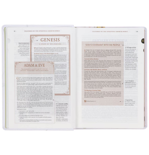 Cream-Colored Floral Faux Leather Spiritual Growth Bible