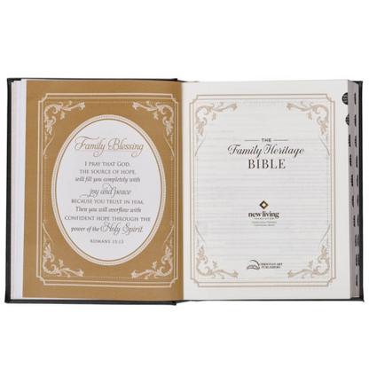 Black Faux Leather Hardcover Family Heritage Bible