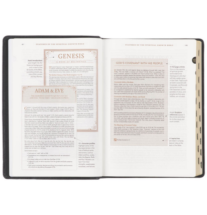 Black Full Grain Leather Spiritual Growth Bible