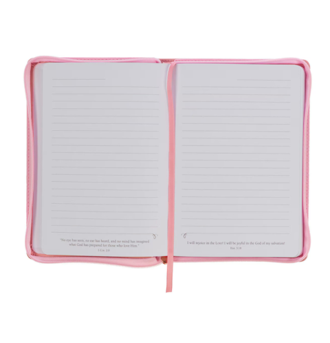 Strength and Dignity Pink Faux Leather Journal with Zippered Closure - Proverbs 31:25