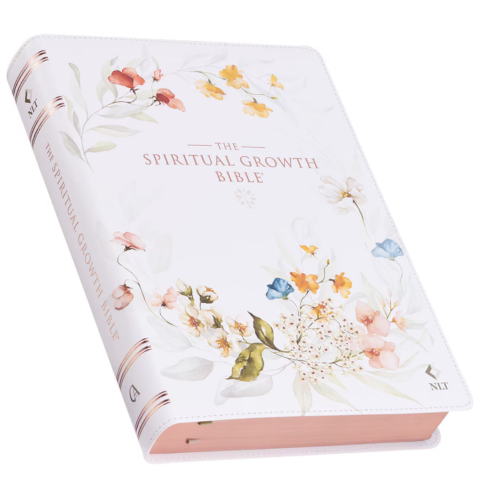 Cream-Colored Floral Faux Leather Spiritual Growth Bible