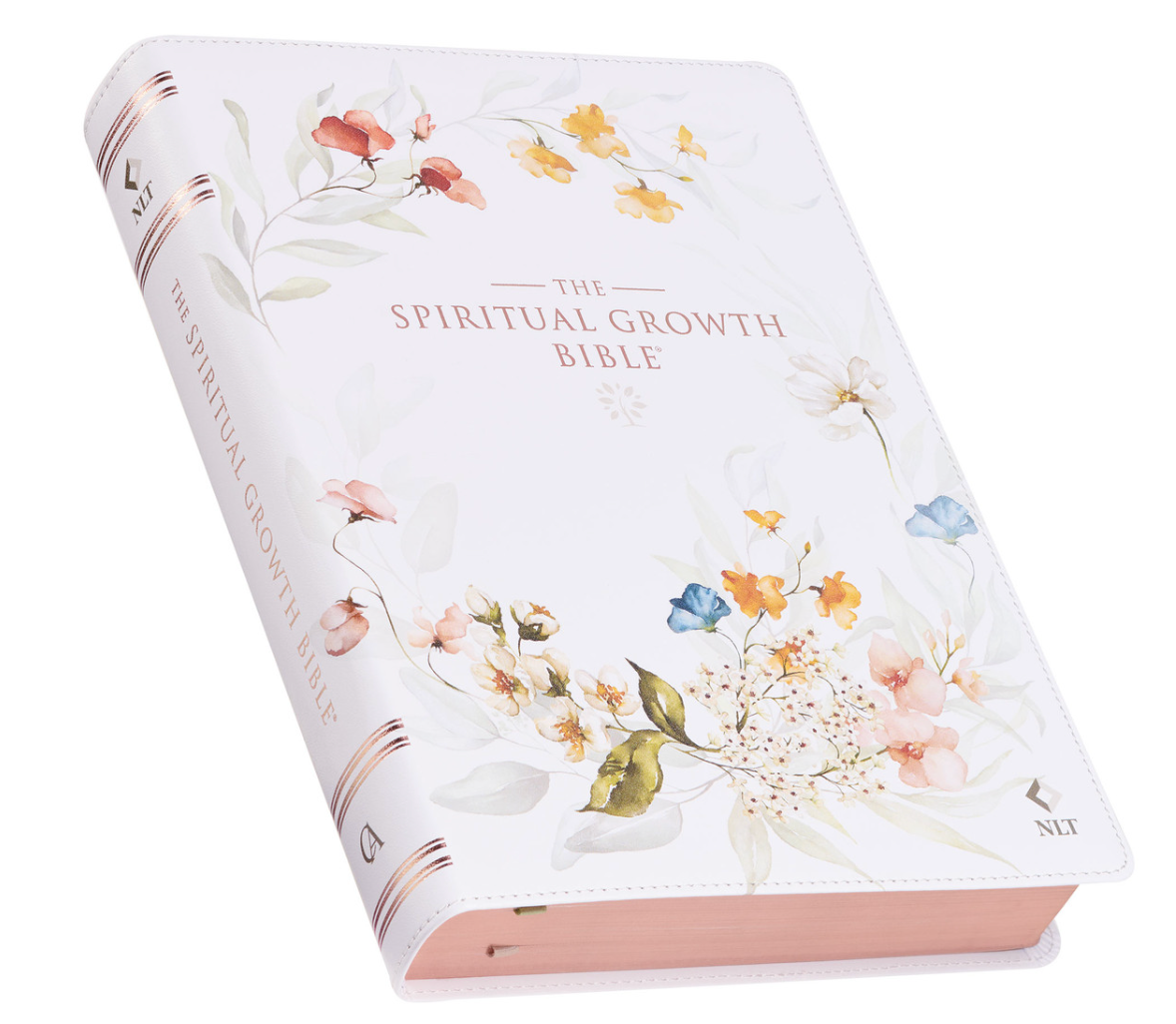 Cream-colored Floral Faux Leather Spiritual Growth Bible