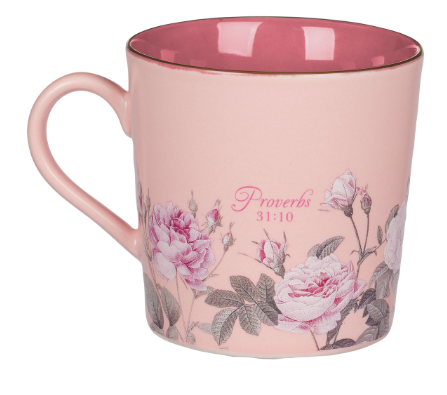 More Precious than Rubies Pink Floral Ceramic Coffee Mug Proverbs 31:10