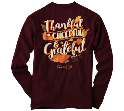 Cherished Girl Womens Long Sleeve T-Shirt Thankful Grateful