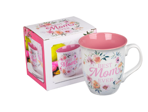 Best Mom Ever White and Pink Ceramic Coffee Mug
