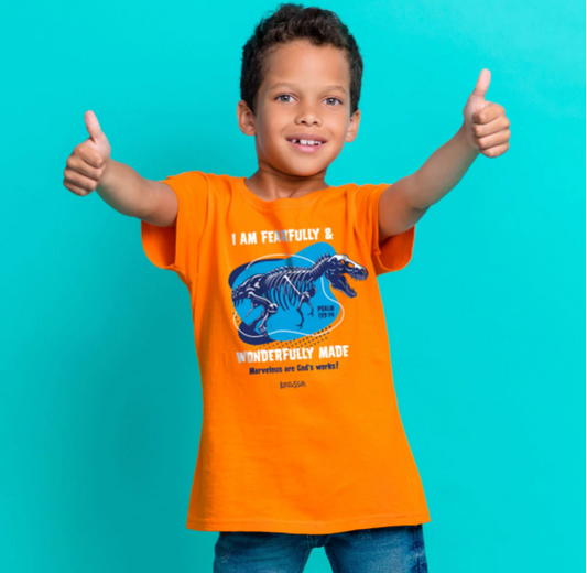 Kerusso Kids T-Shirt Wonderfully Made Dinosaur