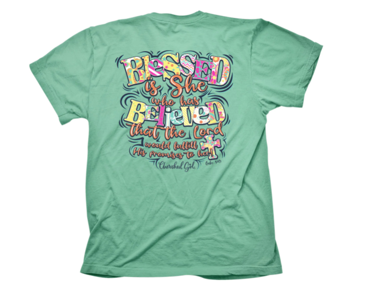 Blessed Is She Cherished Girl Womens T-Shirt