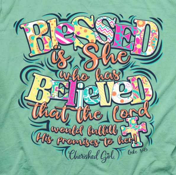 Blessed Is She Cherished Girl Womens T-Shirt