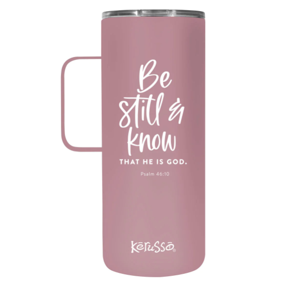 Stainless Steel Mug With Handle Be Still & Know 22 oz