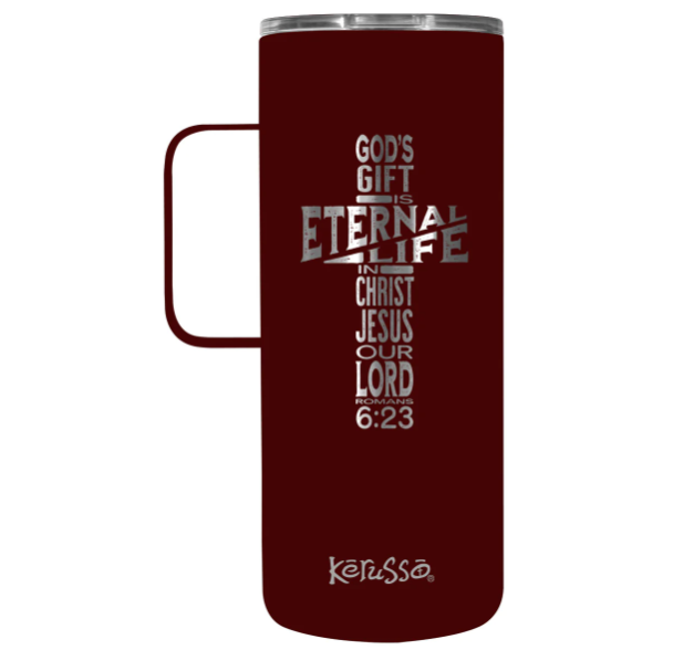 Stainless Steel Mug With Handle Eternal Life Cross 22 oz 