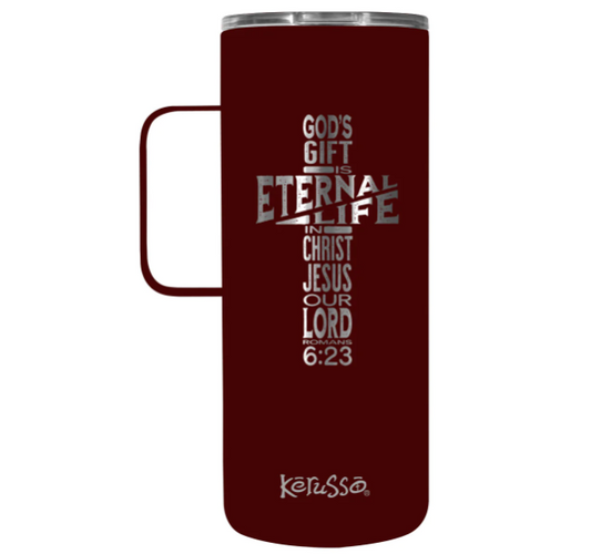 Stainless Steel Mug With Handle Eternal Life Cross 22 oz 