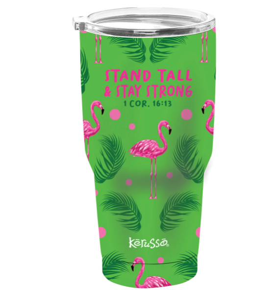 Kerusso 30 oz Stainless Steel Tumbler Flamingo