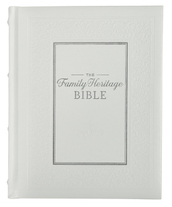 White Faux Leather Hardcover Family Heritage Bible