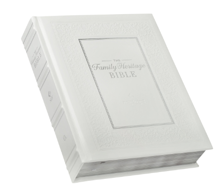 White Faux Leather Hardcover Family Heritage Bible