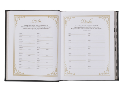 Black Faux Leather Hardcover Family Heritage Bible