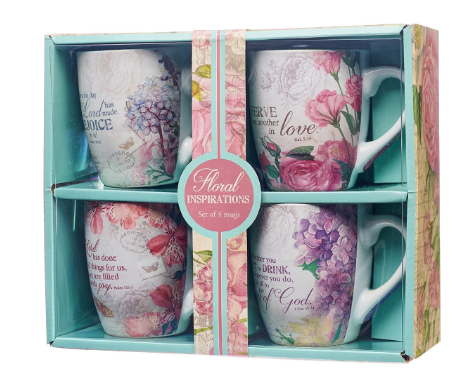 Floral Inspirations Four Piece Coffee Mug Set