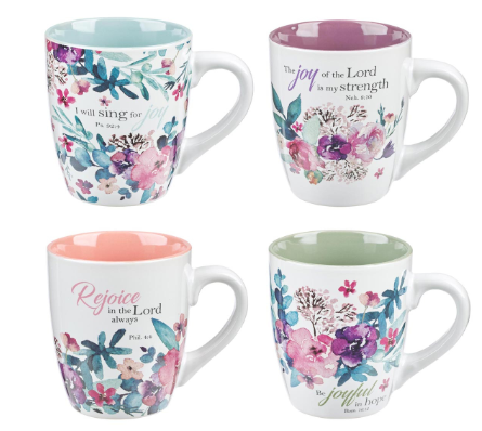 Rejoice Collection Four Piece Ceramic Coffee Mug Set