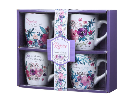 Rejoice Collection Four Piece Ceramic Coffee Mug Set