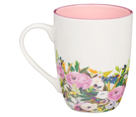  Pink Floral Ceramic Coffee Mug 