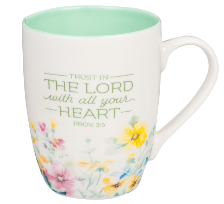 Green Wildflower Ceramic Coffee Mug 