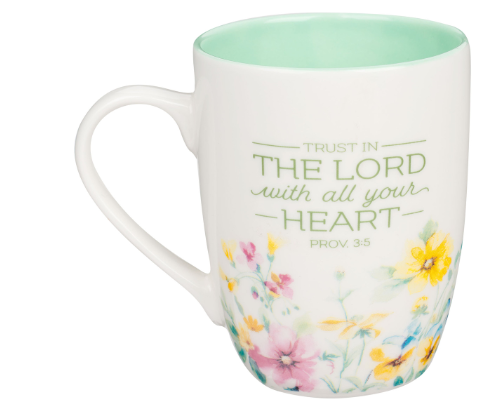 Green Wildflower Ceramic Coffee Mug 