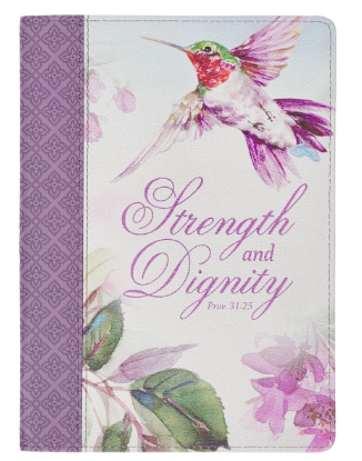 Strength & Dignity Hummingbird Purple Faux Leather Classic Journal with Zipper Closure 