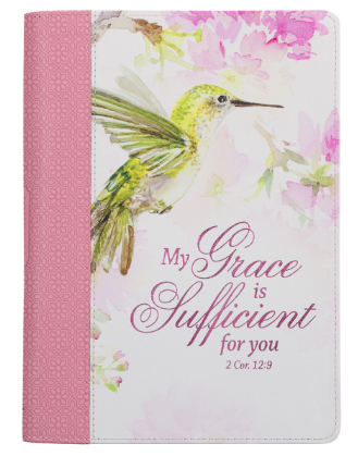 My Grace is Sufficient Hummingbird Pink Classic Journal with Zipper Closure 