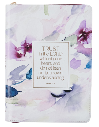 Trust in the Lord Plum Floral Faux Leather Classic Journal with Zipper Closure