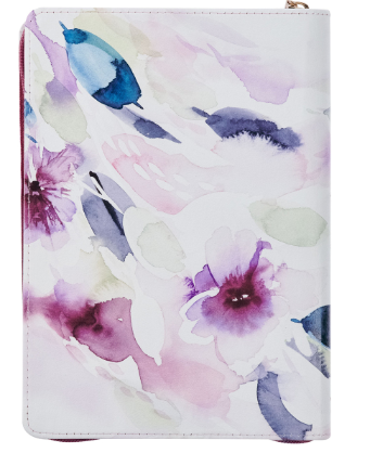 Trust in the Lord Plum Floral Faux Leather Classic Journal with Zipper Closure