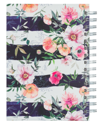 Bless You and Keep You White and Pink Floral Wirebound Journal