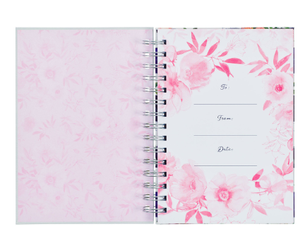 Bless You and Keep You White and Pink Floral Wirebound Journal