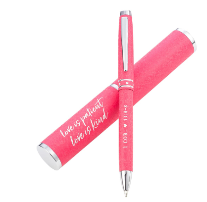 Love Is Patient, Love Is Kind Pink Gift Pen – 1 Corinthians 13:4–8