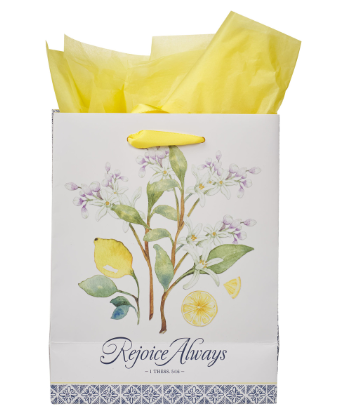 Rejoice Always White Lemon Medium Gift Bag 