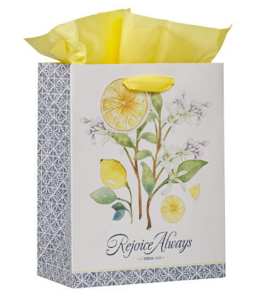 Rejoice Always White Lemon Medium Gift Bag 