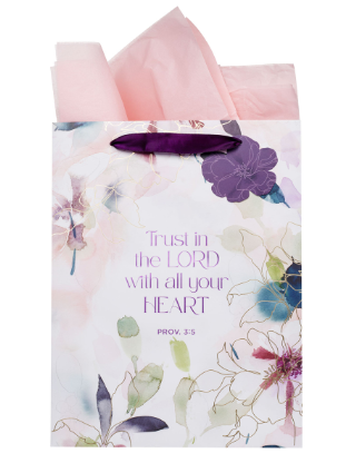 Trust in the Lord Purple Bloom Large Portrait Gift Bag 